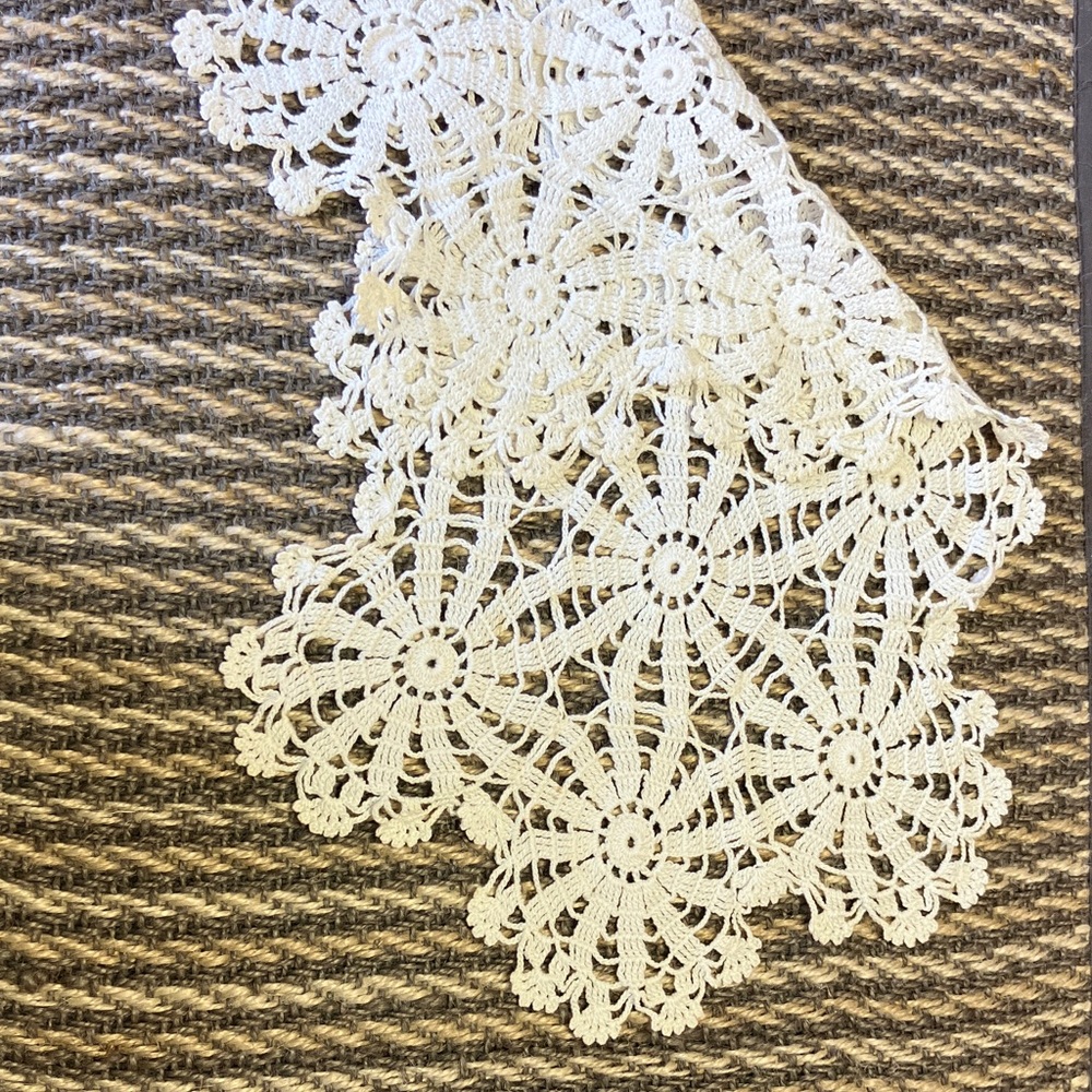 Vintage Crocheted Lace Doily - Ivory Floral Motif